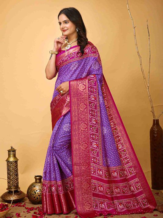 Bandhini Saree Purple
