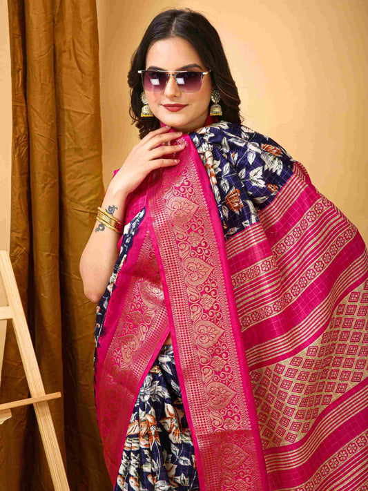 Blue Dola Silk Cotton Saree