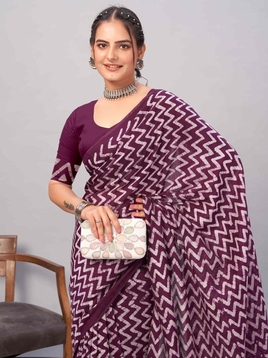 Chanderi Cotton Saree Purple