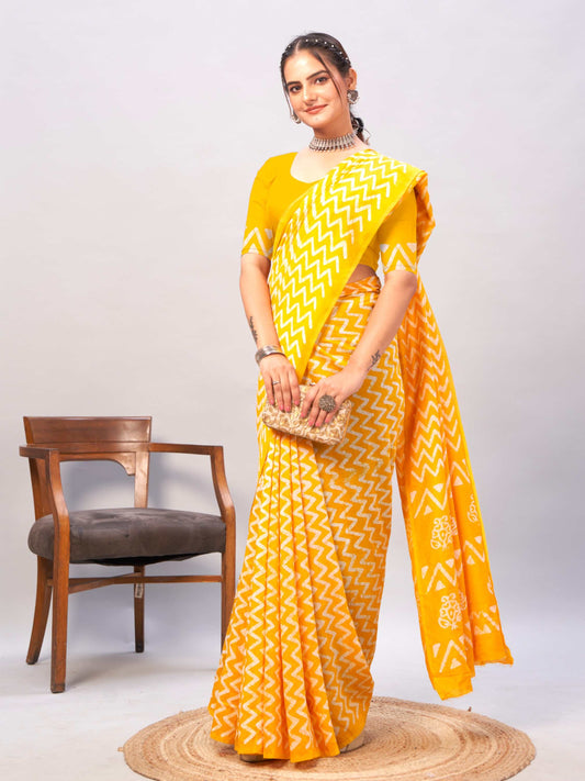 Chanderi Cotton Saree Yellow