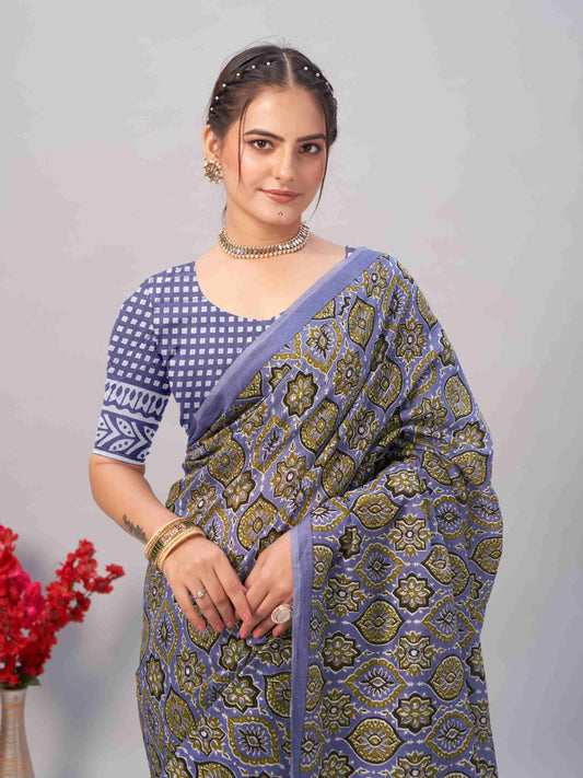 Cotton Saree Blue