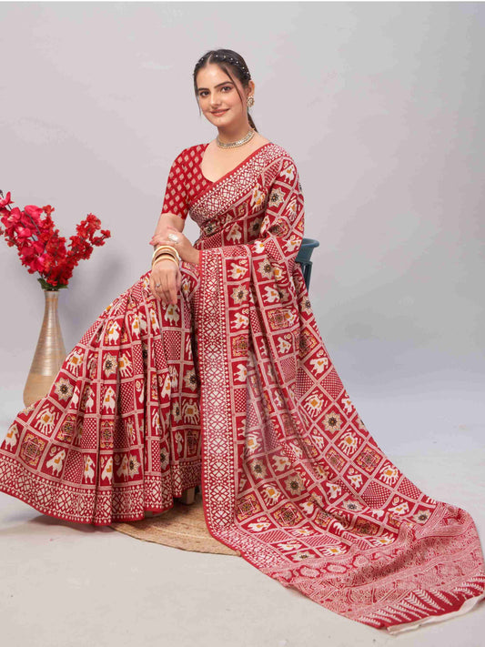 Cotton Saree Red