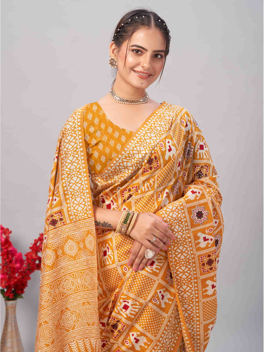 Cotton Saree Yellow