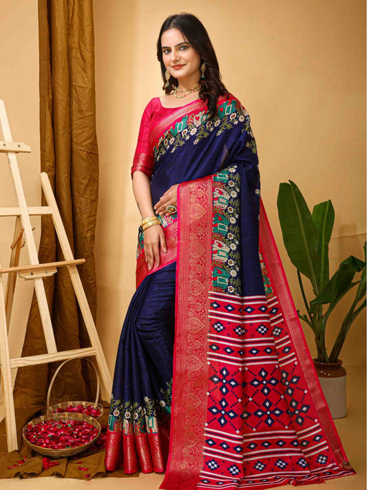 Dola Silk Saree Navy Blue