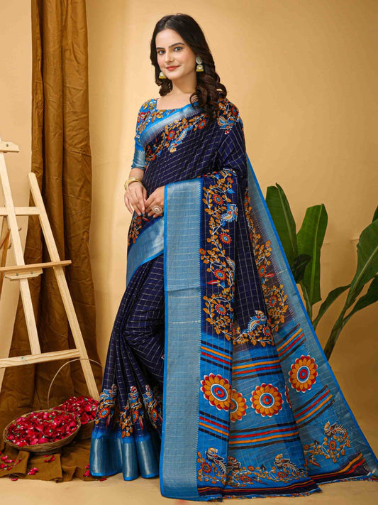 Dola Silk Saree Navy Blue