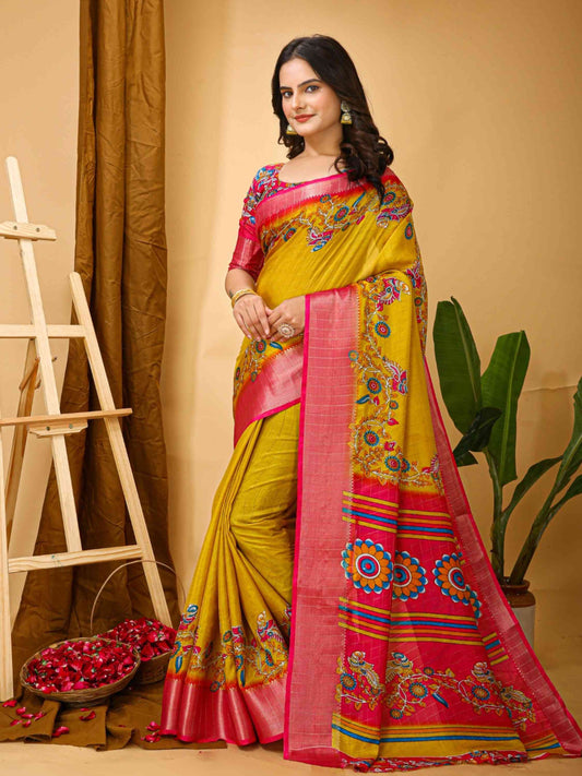 Dola Silk Saree Yellow