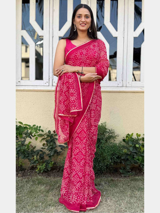 Georgette Saree Pink