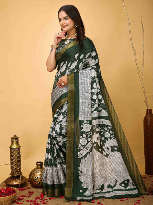 Green Handloom Cotton Saree