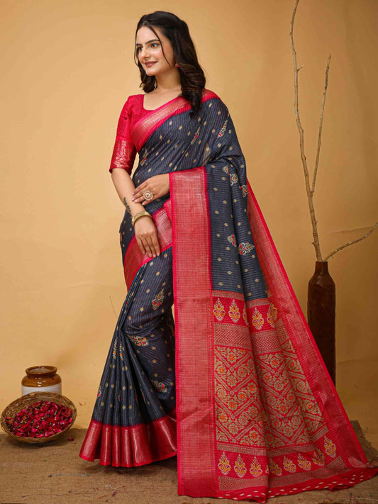 Grey Dola Silk Saree