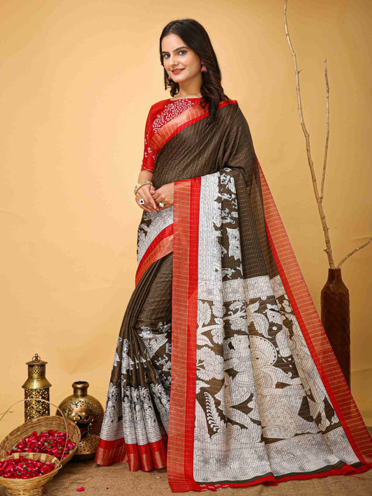 Handloom Cotton Saree Brown