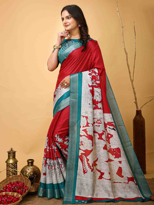 Handloom Cotton Saree Maroon