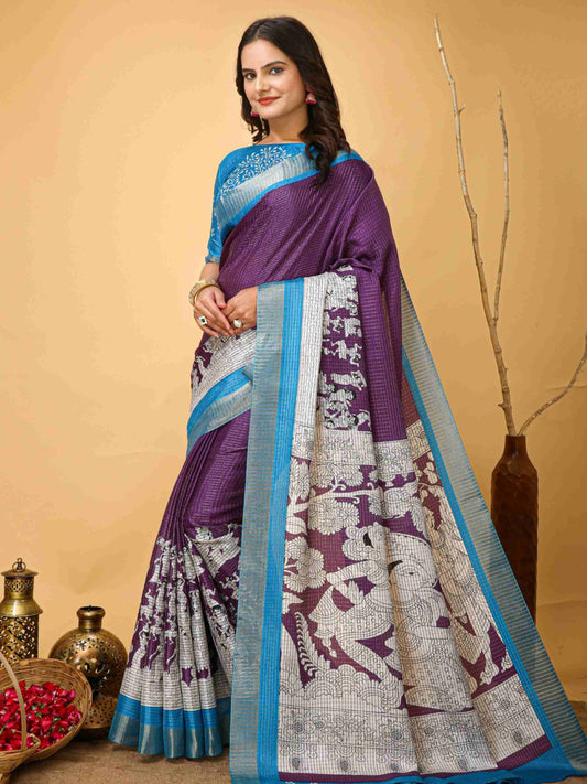Handloom Cotton Saree Purple