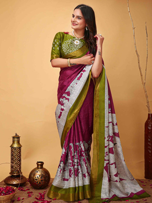 Handloom Cotton Saree Wine