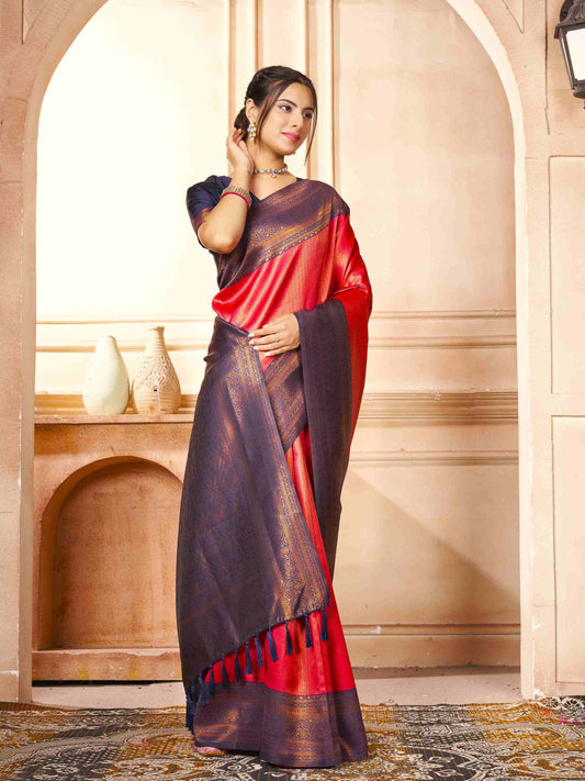 Kanchipuram Silk Saree Brick Red