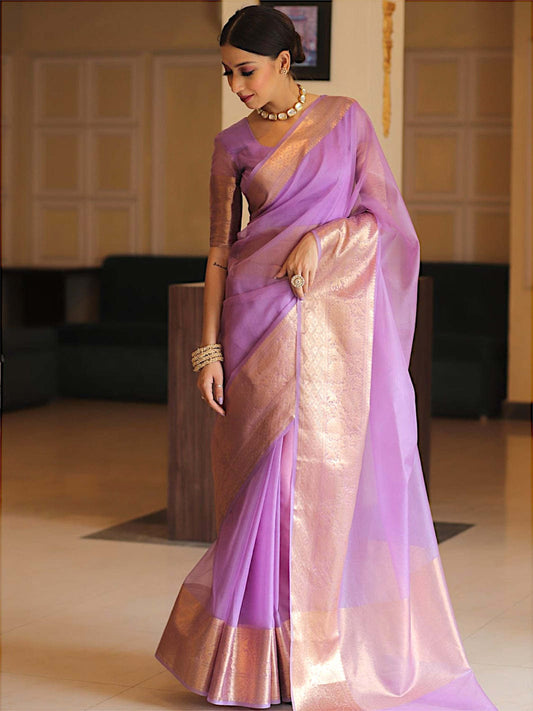 Lavender Organza Saree