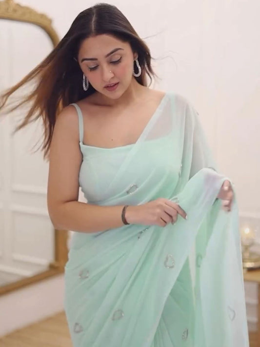 Light Blue Georgette Saree