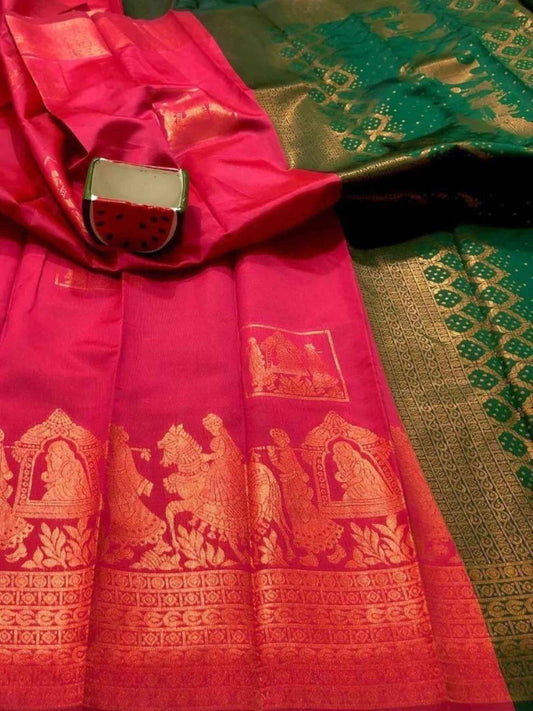 Litchi Silk Saree Pink