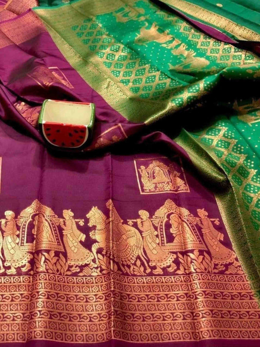 Litchi Silk Saree Wine
