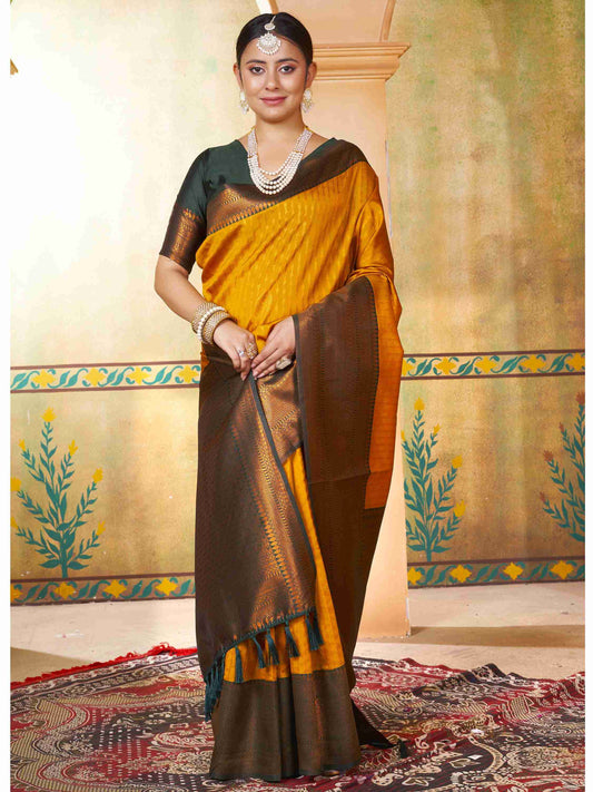 Mustard Kanjivaram Silk Saree