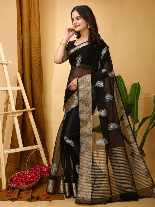 Organza Saree Black