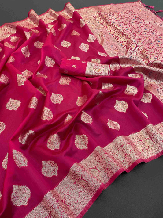 Pink Banarasi Silk Saree