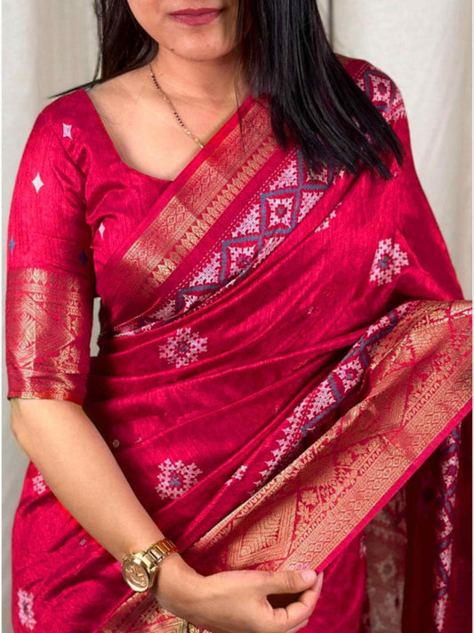Pink Cotton Silk Saree