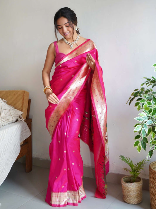 Pink Paithani Silk Saree