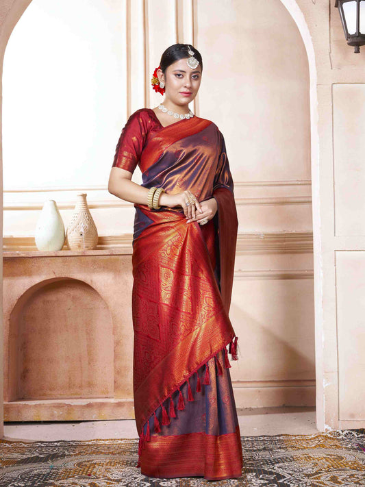 Plum Kanjivaram Silk Saree