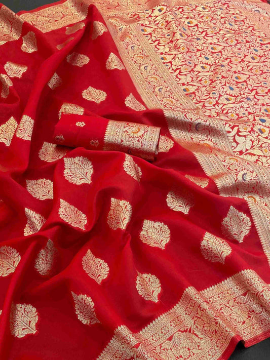 Red Banarasi Silk Saree