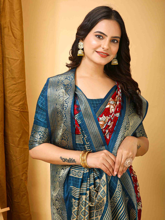 Red Dola Silk Cotton Saree