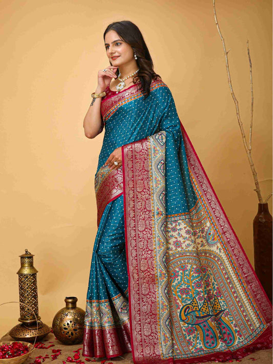 Sky Blue Dola Silk Cotton Saree