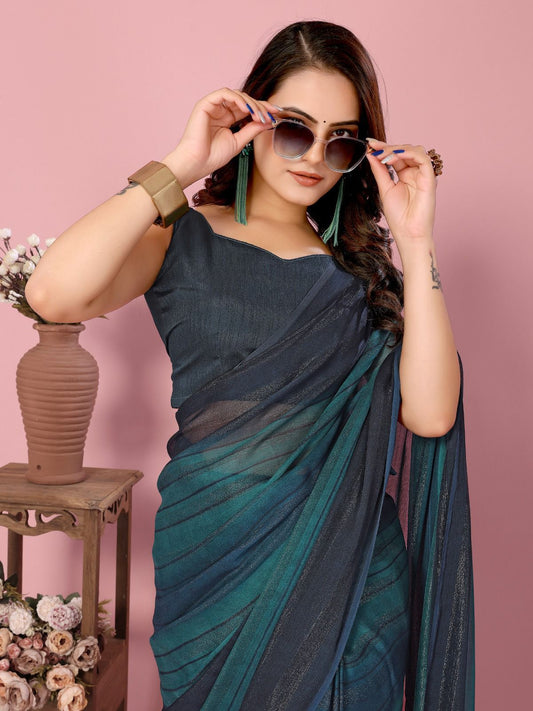 Teal Blue Ready to Wear Saree