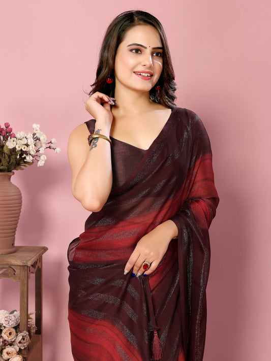 Maroon Ready to Wear Saree Pre-Stitched 1 Minute