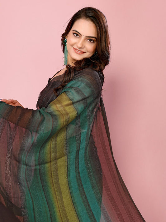 Green Ready to Wear Saree Pre-Stitched 1 Minute