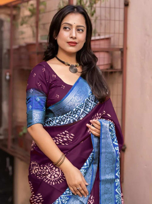 Wine Dola Silk Cotton Saree