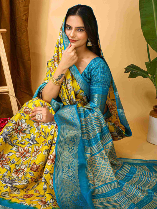 Yellow Dola Silk Cotton Saree