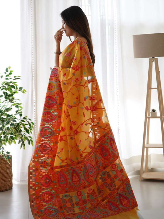 Yellow Pashmina Saree