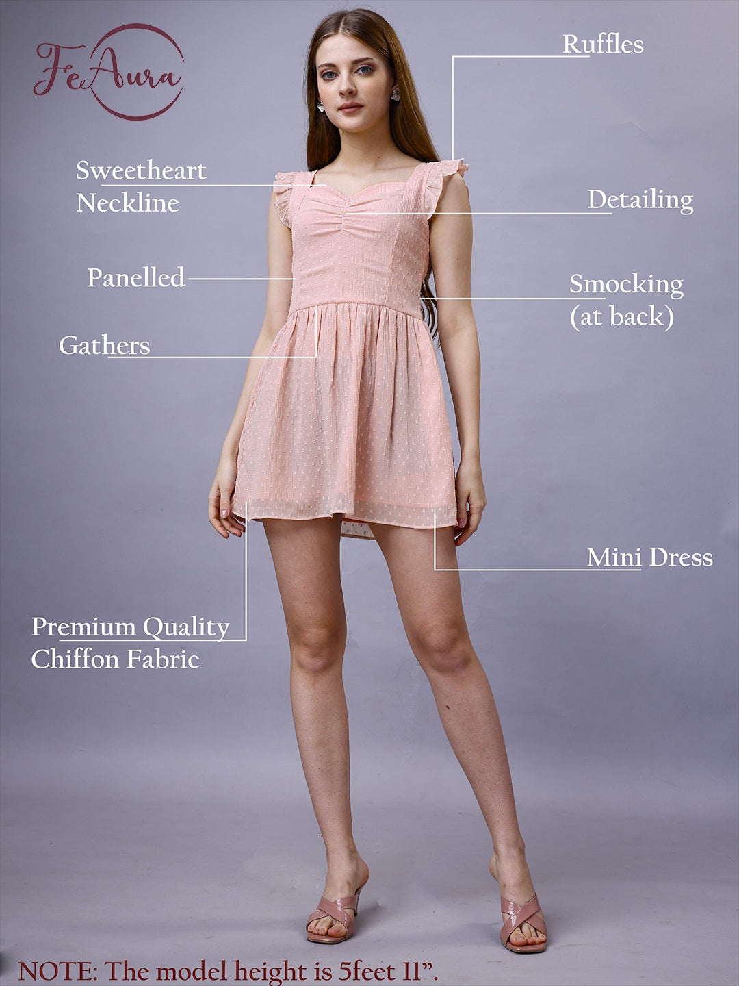 Beige Western Wear Smocked Mini Dress