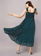 Teal Fit and Flare Maxi Dress