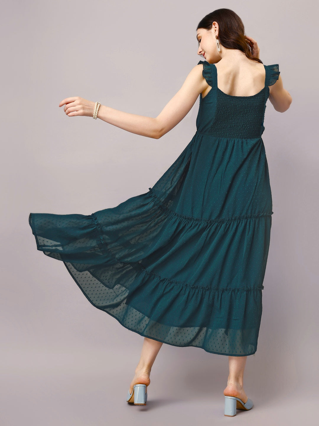 Teal Fit and Flare Maxi Dress
