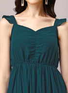 Teal Fit and Flare Maxi Dress