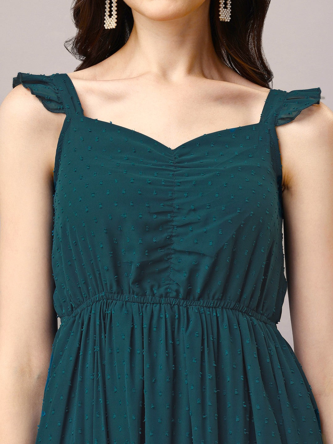 Teal Fit and Flare Maxi Dress