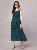 Teal Fit and Flare Maxi Dress