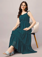 Teal Fit and Flare Maxi Dress