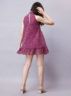 Floral print halter neck dress mini