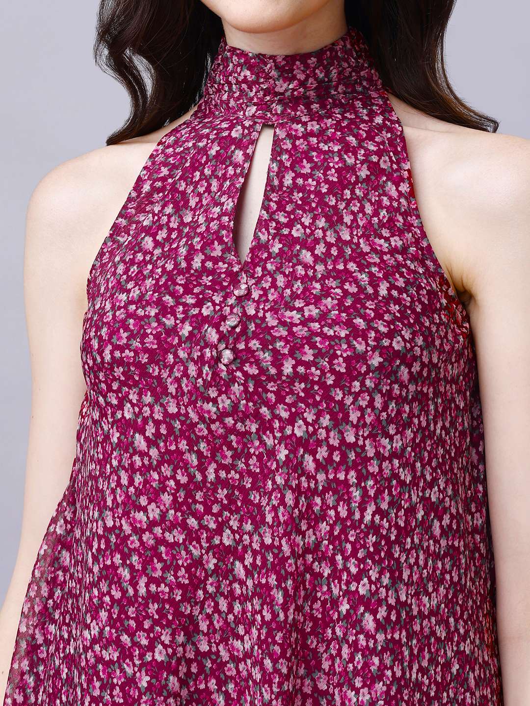 Floral print halter neck dress mini