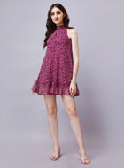 Floral print halter neck dress mini