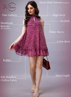 Floral print halter neck dress mini