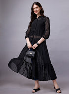 Black Chiffon Long Dress Shirt