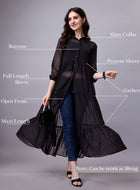 Black Chiffon Long Dress Shirt